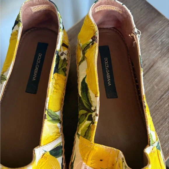 Dolce & Gabbana Yellow Lemon Print Platform Espadrilles - Picture 5 of 10